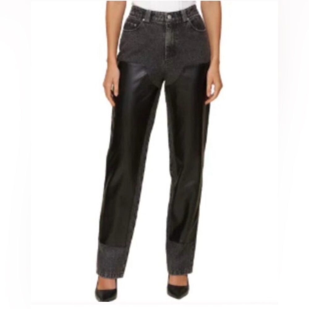 Avec Les FILLES Jeans black Leather Panel pants Sz 28 / US 6 NWT
